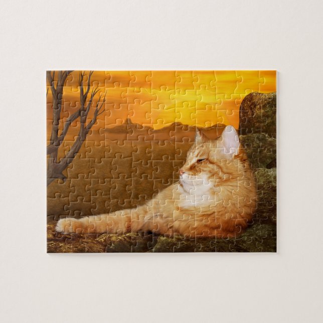 Orange, tabby kattunge pussel (Horisontell)