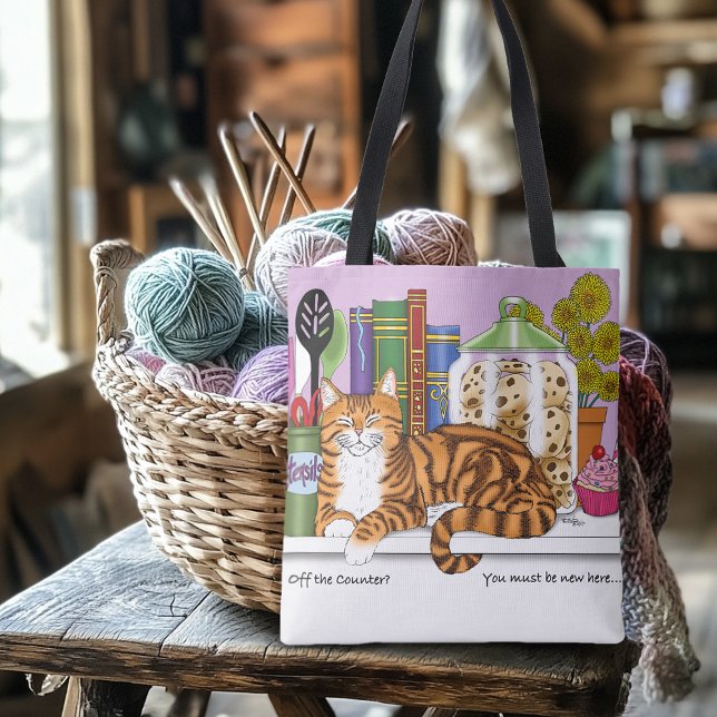 Orange Tabby Kitchen Counter Top Cat Tygkasse (Skapare uppladdad)