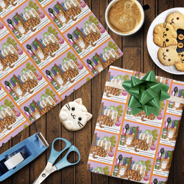 Orange Tabby Kitchen Counter Top Presentpapper (Skapare uppladdad)