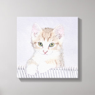 Orange Tabby Kitten Painting - Originalkassett Canvastryck