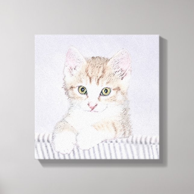 Orange Tabby Kitten Painting - Originalkassett Canvastryck (Framsida)