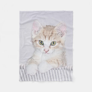 Orange Tabby Kitten Painting - Originalkassett Fleecefilt