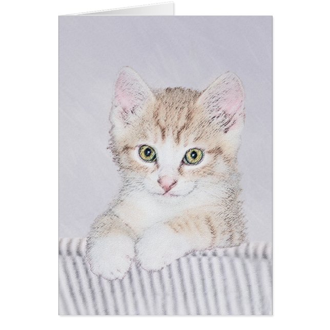 Orange Tabby Kitten Painting - Originalkassett Hälsningskort (Framsidan)