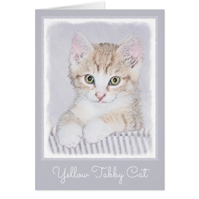 Orange Tabby Kitten Painting - Originalkassett Hälsningskort (Framsidan)