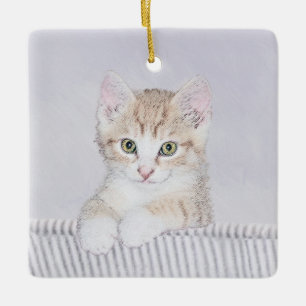 Orange Tabby Kitten Painting - Originalkassett Julgransprydnad Keramik