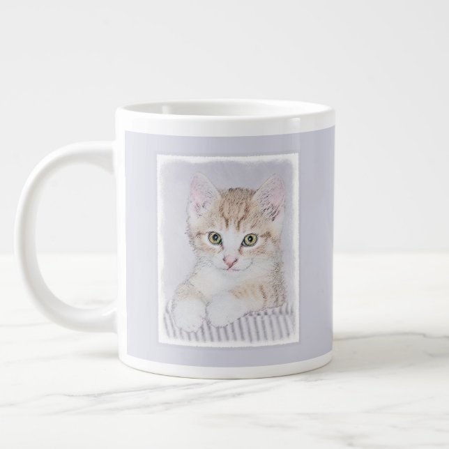 Orange Tabby Kitten Painting - Originalkassett Jumbo Mugg (Vänster)