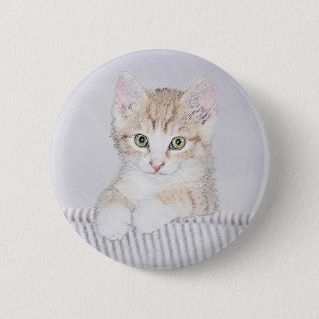 Orange Tabby Kitten Painting - Originalkassett Knapp (Framsida)