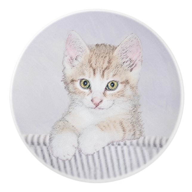 Orange Tabby Kitten Painting - Originalkassett Knopp (Framsidan)