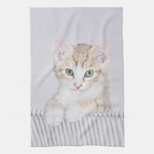 Orange Tabby Kitten Painting - Originalkassett Kökshandduk