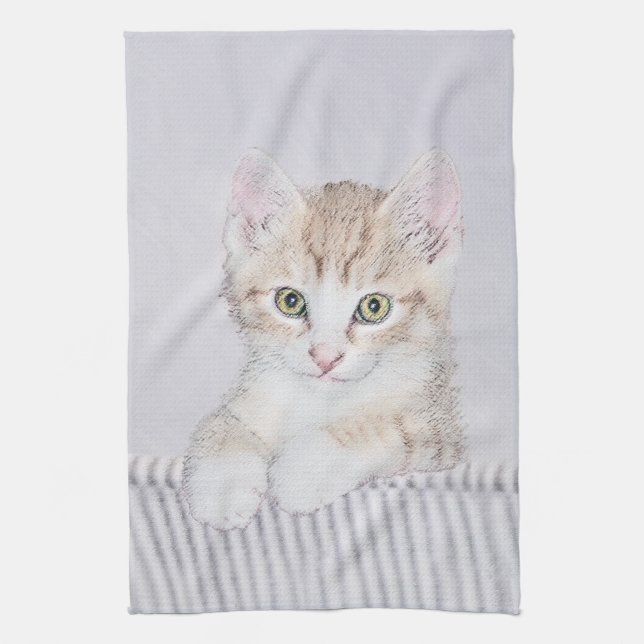 Orange Tabby Kitten Painting - Originalkassett Kökshandduk (Vertikal)