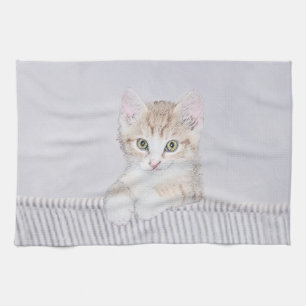 Orange Tabby Kitten Painting - Originalkassett Kökshandduk