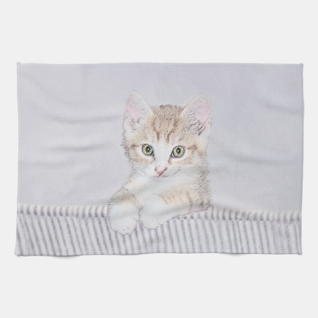 Orange Tabby Kitten Painting - Originalkassett Kökshandduk (Horisontell)