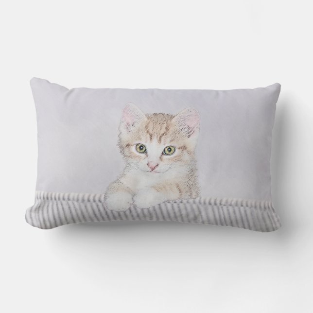 Orange Tabby Kitten Painting - Originalkassett Lumbarkudde (Framsida)