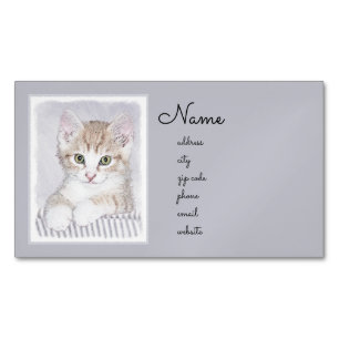 Orange Tabby Kitten Painting - Originalkassett Magnetiska Visitkort