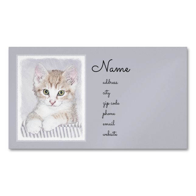 Orange Tabby Kitten Painting - Originalkassett Magnetiska Visitkort (Framsida)