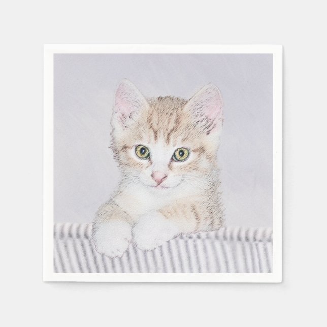 Orange Tabby Kitten Painting - Originalkassett Pappersservett (Framsidan)