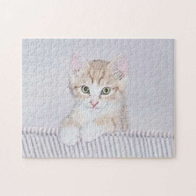 Orange Tabby Kitten Painting - Originalkassett Pussel (Horisontell)