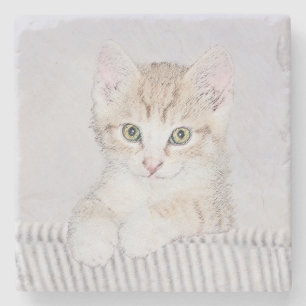Orange Tabby Kitten Painting - Originalkassett Stenunderlägg