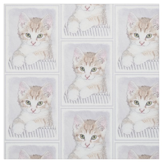 Orange Tabby Kitten Painting - Originalkassett Tyg (Provkarta)