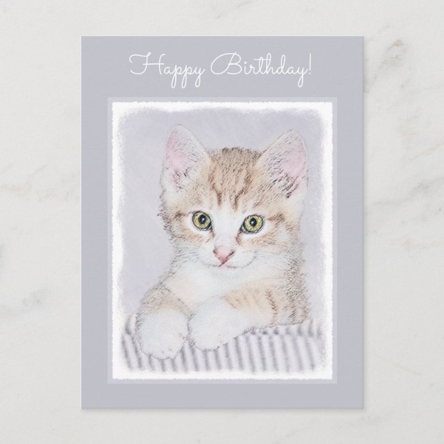 Orange Tabby Kitten Painting - Originalkassett Vykort (Framsida)