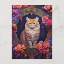 Orange Tabby med vackra juveler och blommor