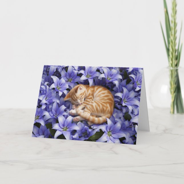 Orange Tabby och Lilies Kort (Framsida)