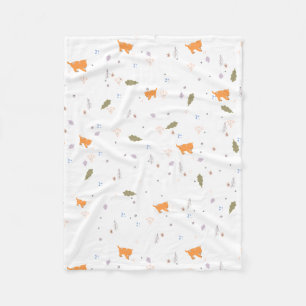 Orange Tabby och Löv Mönster Fleecefilt