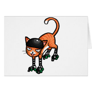 Orange tabby på rollerskates hälsningskort