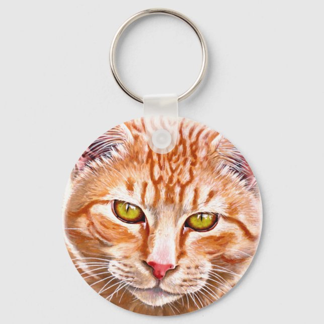 Orange Tabby Paeing Nyckelring (Framsida)