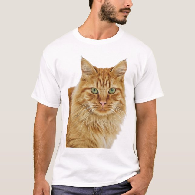 Orange Tabby Porträtt T Shirt (Framsida)