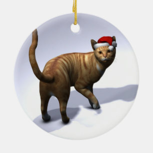 Orange Tabby Santa Julgransprydnad Keramik