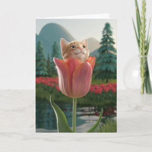 Orange Tabby Tulip Kort