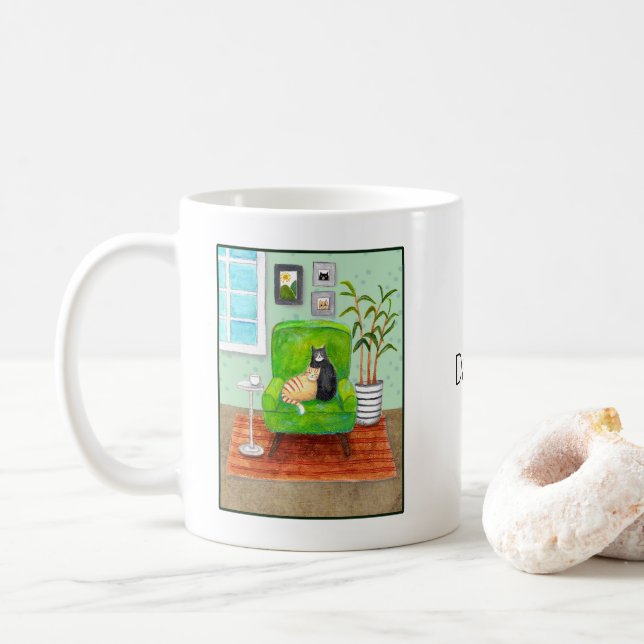 Orange tabby & Tuxedo Katt Knuffel Anpassat Namn Kaffemugg (Med munk)