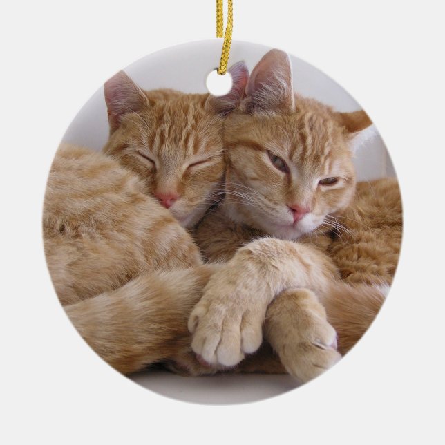 Orange Tabbybröder Julgransprydnad Keramik (Framsidan)