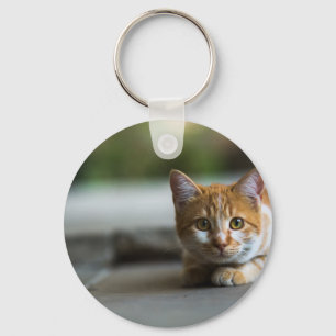 Orange tabbykitten. nyckelring