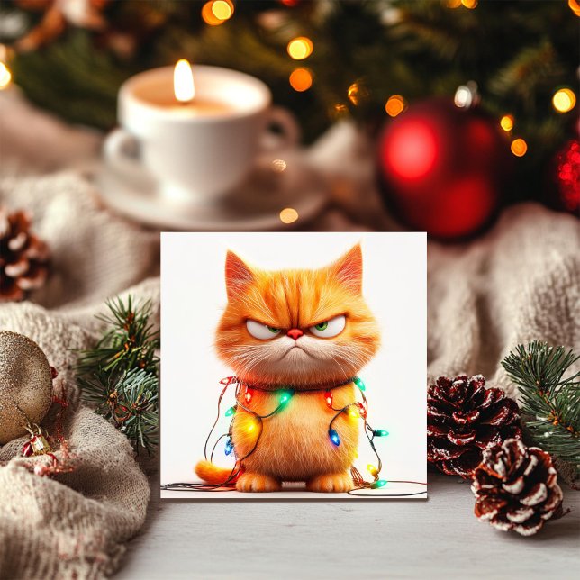 Orange Tabby's Holiday Drama Semestervälkomstkort Julkort (Skapare uppladdad)