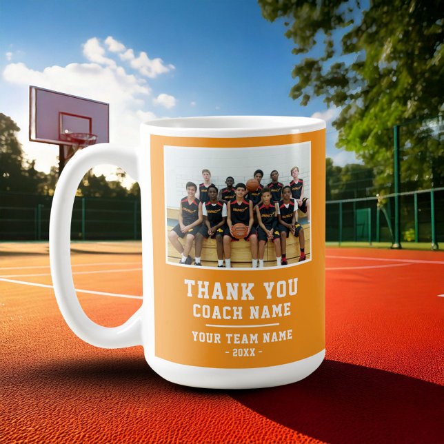 Orange Tack Coach Lag Namn Foto Kaffemugg (Skapare uppladdad)