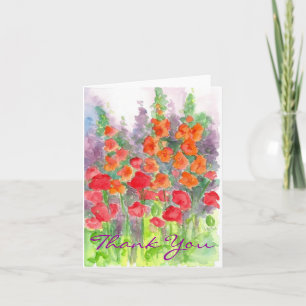 Orange tack för vattenfärg för vallmoGladiola Kort