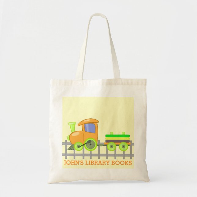 Orange Tåg Bibliotek Bokar Tote Bag Tygkasse (Framsidan)