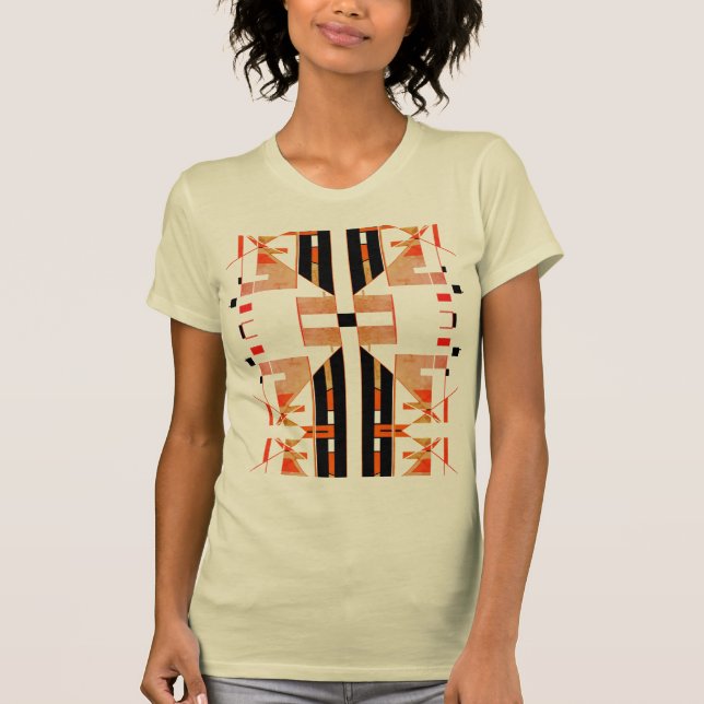 Orange Tan Black Symmetrical Southwest Art-utseend T Shirt (Framsida)