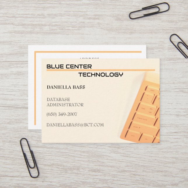Orange Tangentbord informationsteknik Visitkort (Fram/Back In Situ)