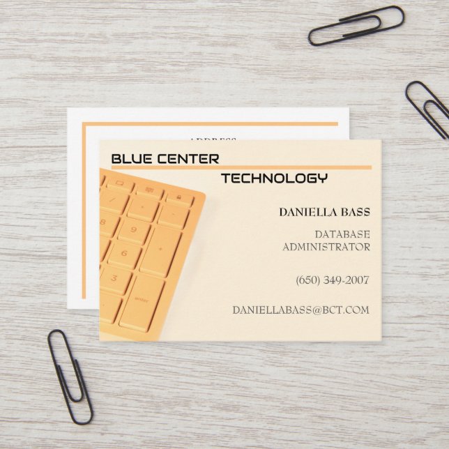 Orange Tangentbord informationsteknik Visitkort (Fram/Back In Situ)
