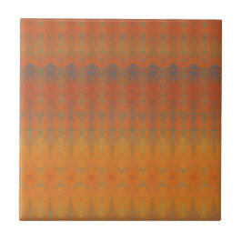 Orange tangerine teal grönt geometric art design kakelplatta
