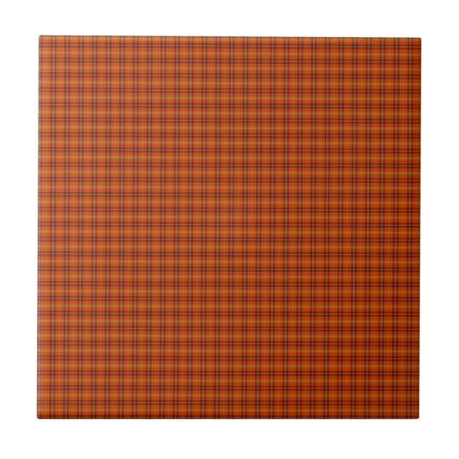 Orange Tartan Keramisk Platta Kakelplatta (Framsidan)