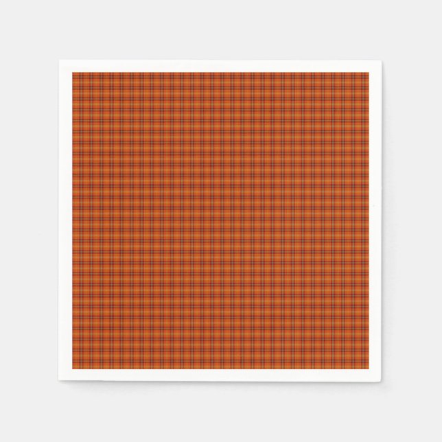 Orange Tartan Papper Napkins Pappersservett (Framsidan)
