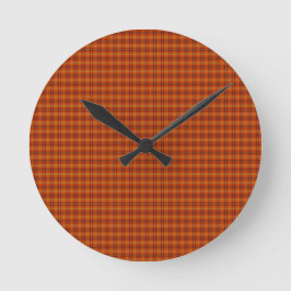 Orange Tartan Wall Clock Rund Klocka