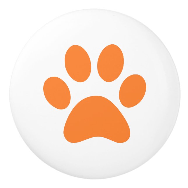 Orange tasstryckpawprint knopp (Framsidan)