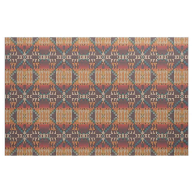 Orange Taupe Brown Red Teal Blue Ethnic look Tyg (Fat Quarter)