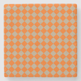 Orange Taupe Checker Diamond Pattern Stenunderlägg
