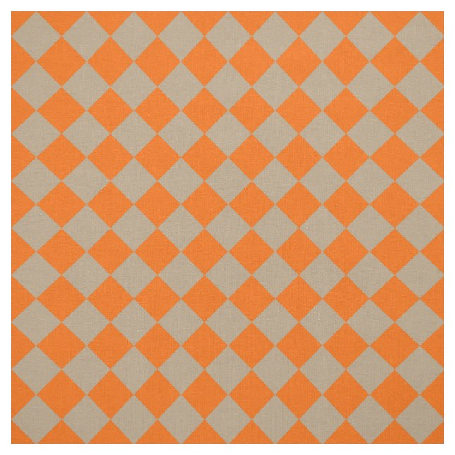 Orange Taupe Checker Diamond Pattern Tyg (Provkarta)